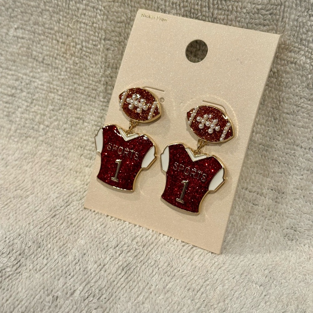 Target Red Sports Jersey Earrings